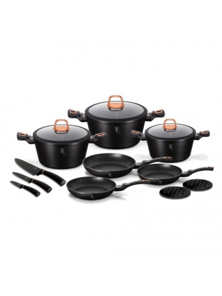 Berlinger Haus Frypan&Casserole set BH7187 (14pcs) Black Rose