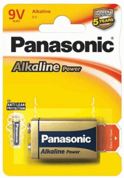 PANASONIC BATTERY 6LR61REB/1BP (39303) ALKALIN 9V