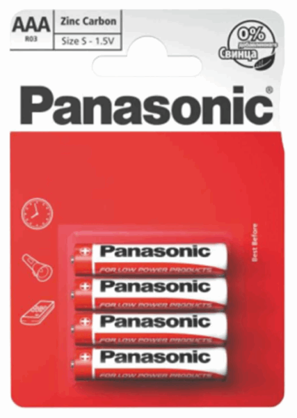 PANASONIC Аккумулятор R03REL/4BPR (32861) ZINC AAA 4